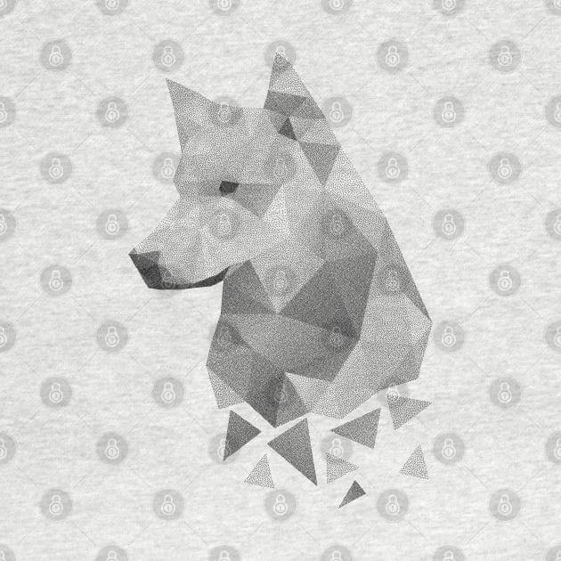 Dramabite Low-poly polygon grey wolf geometric minimal illustration by dramabite